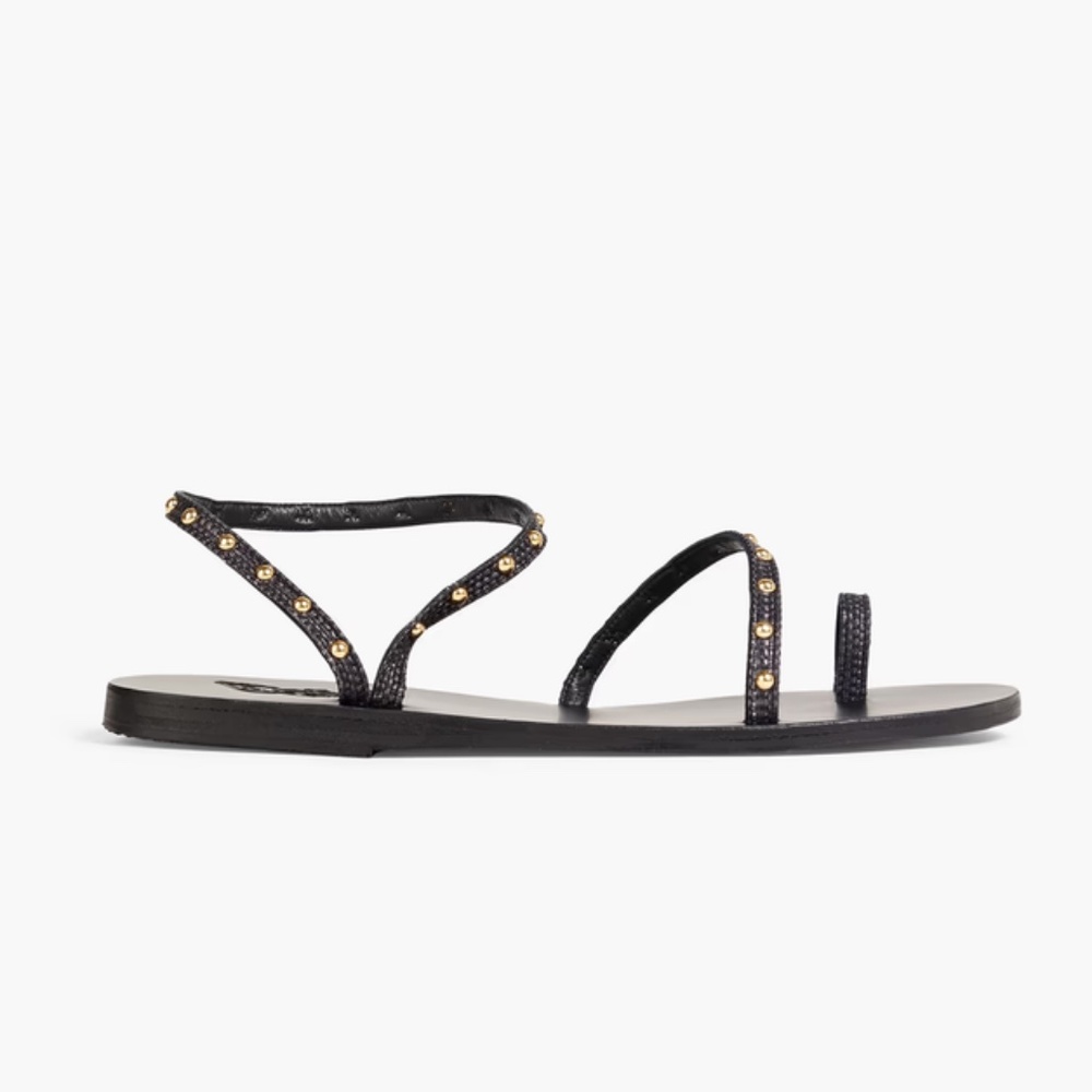 NWOT ANCIENT GREEK SANDALS Eleftheria studded leather and raffia sandals